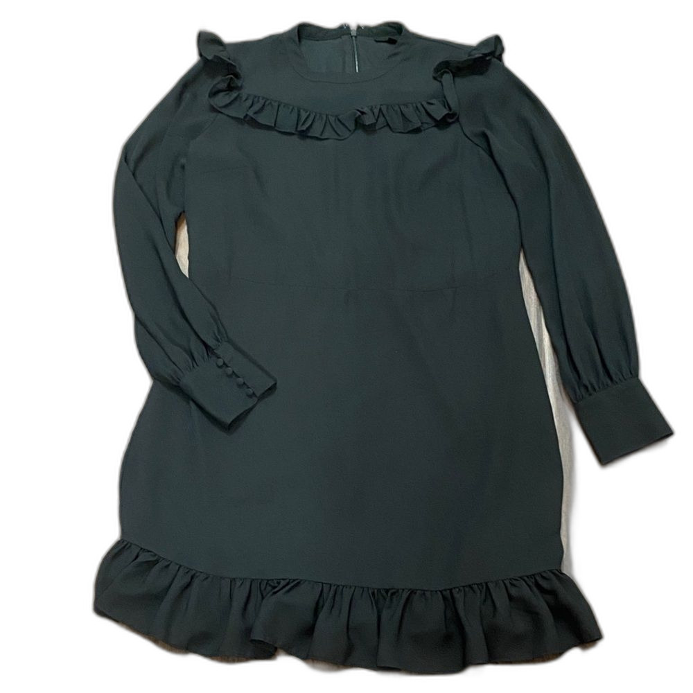 Who What Wear Black Ruffle Long Sleeve Dress